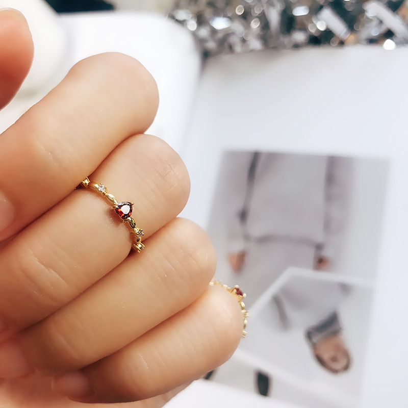 Rings Classification Copper IG Style Shiny Inlay Heart Shape Zircon Rings