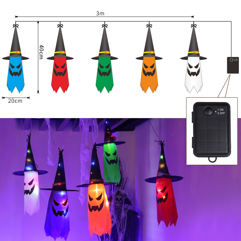 Transfronterizo Amazon nueva luz decorativa LED de Halloween ilumina fantasma de la lámpara colgante fantasma de la habitación de la atmósfera del día de la luz