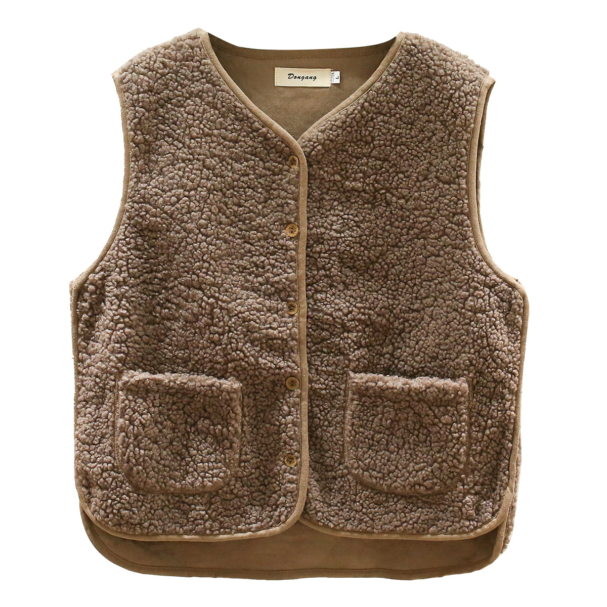 Chaleco de piel de cordero de imitación 2024 nuevo estilo otoño e invierno todo en uno chaleco de celebridad de Internet chaqueta de chaleco de chaleco de todo fósforo corto image 7