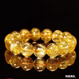 巴西原矿天然金发晶钛晶手串女黄水晶手链男女款情侣生日礼物网红