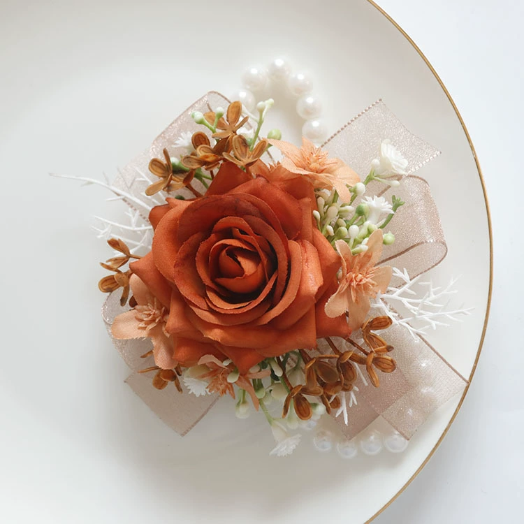 艺雅阁 2436 wedding floral simulation flower business celebration opening guest corsage corsage hand flower orange