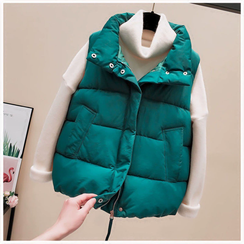 Demi-season short vest with down, keep warm down jacket, plus size, fitted