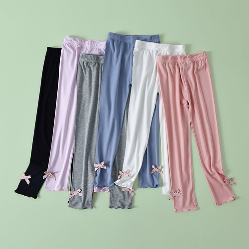 Girls' Leggings Category A Excellent Silk Children's Pants Summer Girl Baby Modal Outer Wear Summer Thin Long Pants