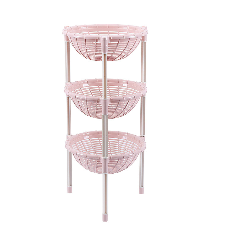 Multi-layer rack plastic circular hollow floor kitchen household bathroom three-layer storage rack