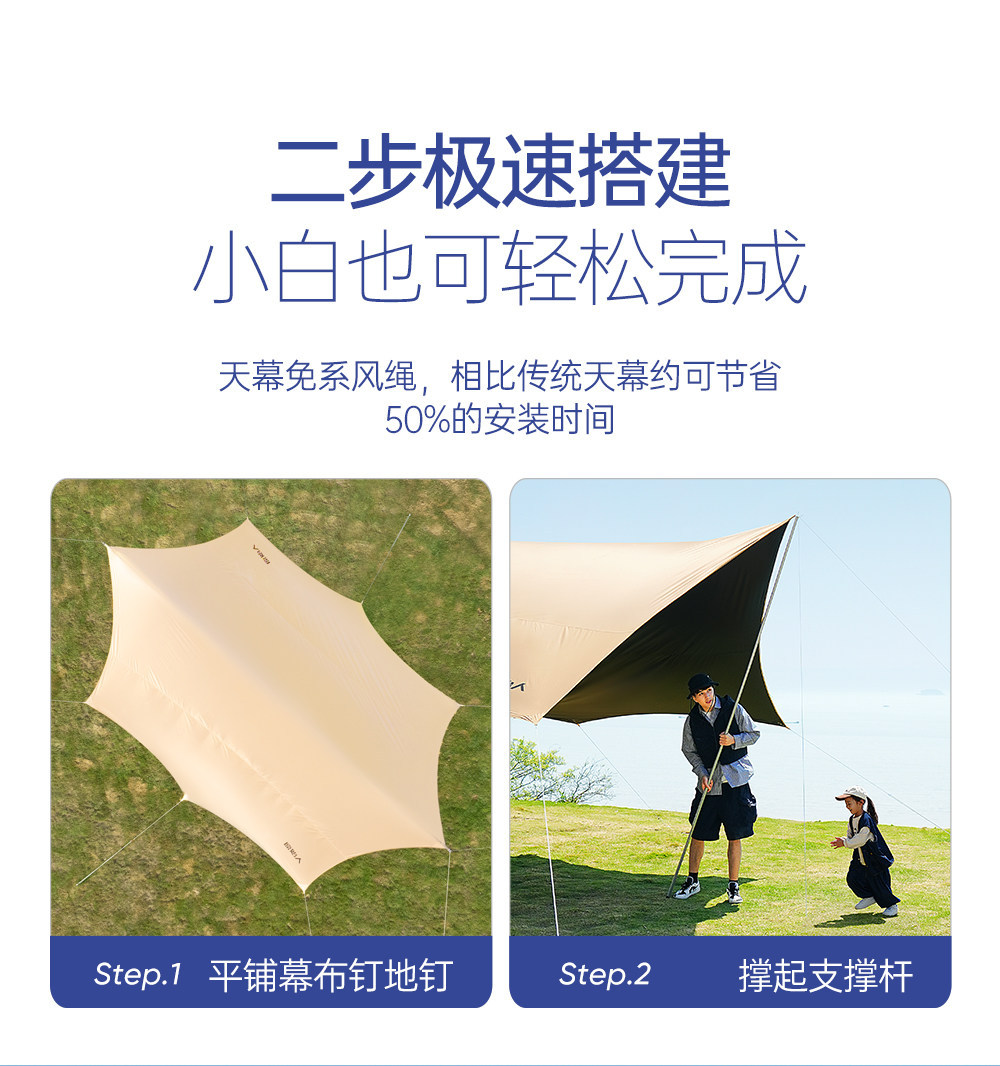 Primitive-Style Vinyl Canopy Tent for Outdoor Camping, Popular Camping Sunshade, Picnic Table and Chairs, Sun Protection Octagonal Butterfly Shape