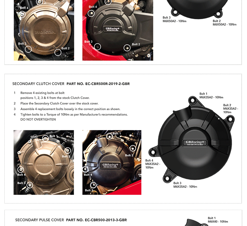 Suitable for Honda Cbr500R Cb500F/X 19-26 Gbracing Engine Protection Side Cover Anti-Fall Cover