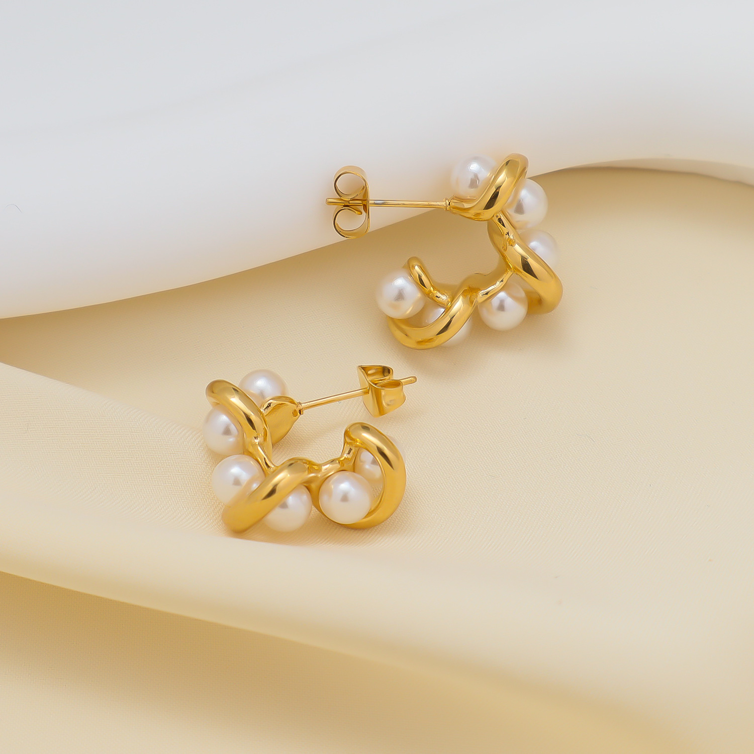 1 Ζεύγος Απλό Στύλ Γεωμετρικό Μοτίβο Αγάπη Σχήμα Καρδιάς. Ινλεί Χάλυβα Τιτανίου Μαργαριτάρι Σκουλαρίκια Με Σκουλαρίκια display picture 5