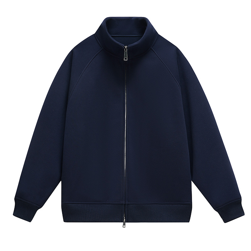 Navy blue stand collar cardigan 25-spring and autumn