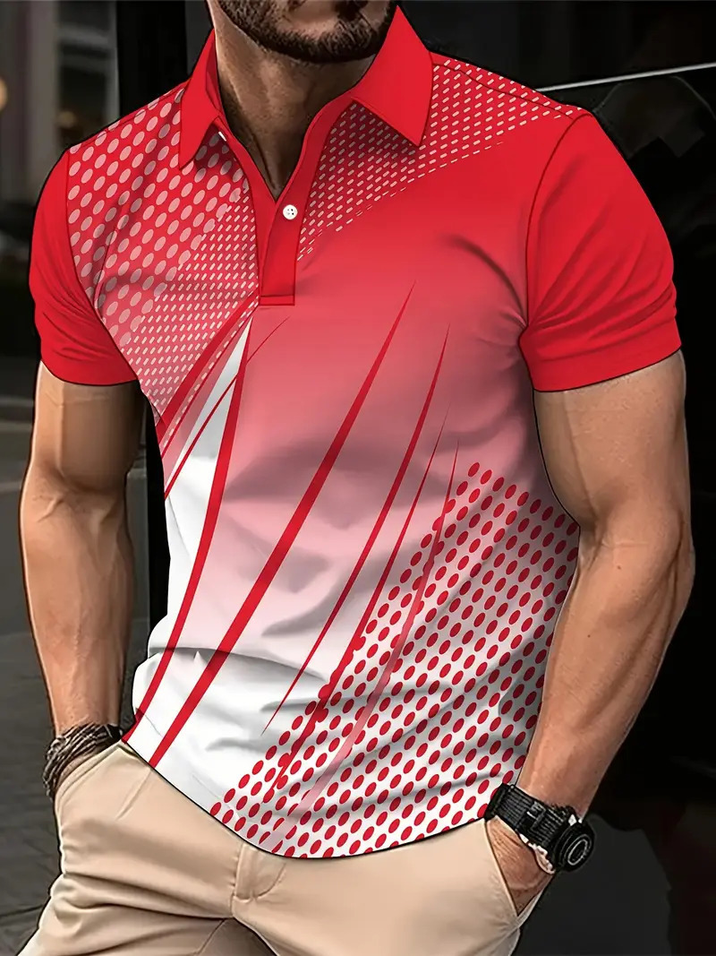 Comercio electrónico transfronterizo comercio exterior nuevos productos tops para hombres gráficos geométricos impresión 3D casual solapa camisa POLO MB13