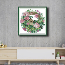 NKF新款 十字绣线绣花卉系列 紫色花环 DIY刺绣材料批发代发