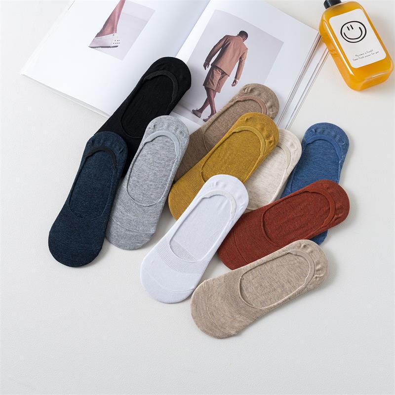 Spring and Summer Women's Solid Color Cotton Invisible Socks, Low-Cut Breathable Silicone Non-Slip Women's Socks, Comfortable and Versatile Thin Style