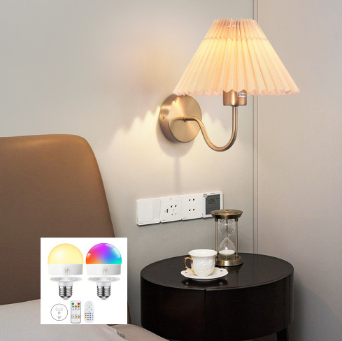 Luz de pared sin cableado transfronteriza americana dormitorio cabecera de cama luz de atmósfera decoración de sala de estar cubierta de lienzo recargable lámpara de pared atenuable