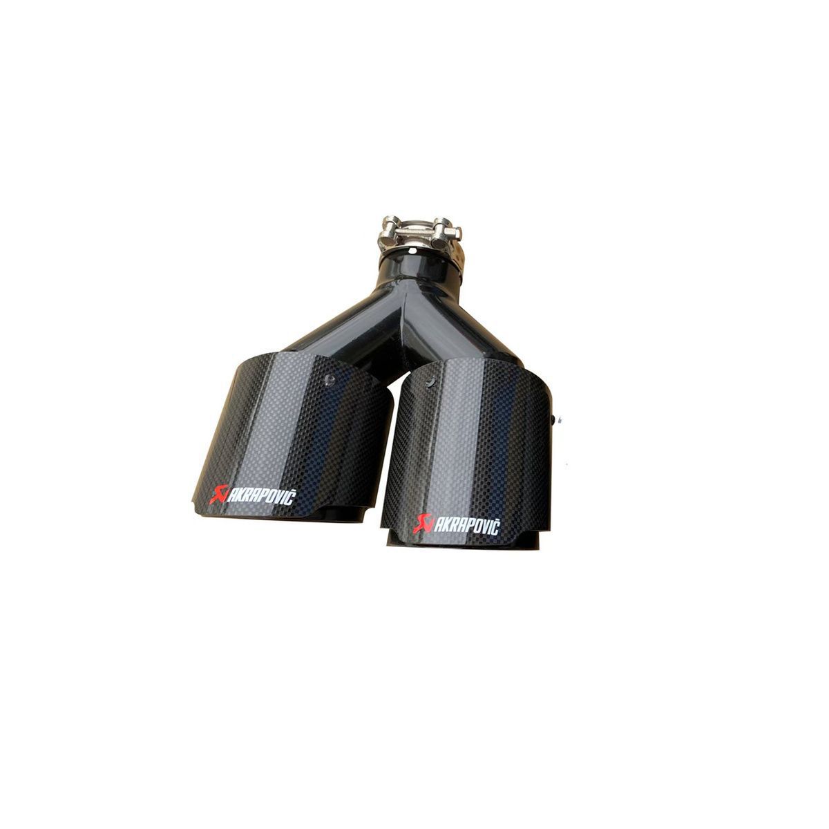 General Motors modified and upgraded one-in-two stainless steel muffler tailpipe, Akrapovic carbon fiber dual outlet exhaust pipe