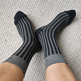 Men's and Women's Double-Needle Double-Way Mid-Calf Socks 38-42 Sizes Vertical Stripesd Khmer Sweat-Absorbent Breathable Casual Versatile Business