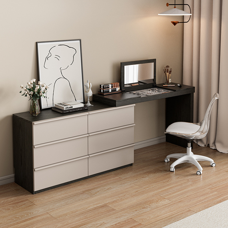 플립탑 원목 화장대와 서랍장 일체형 침실 모던 심플 메이크업 수납장 신형 침대 옆 컴퓨터 책상 g^