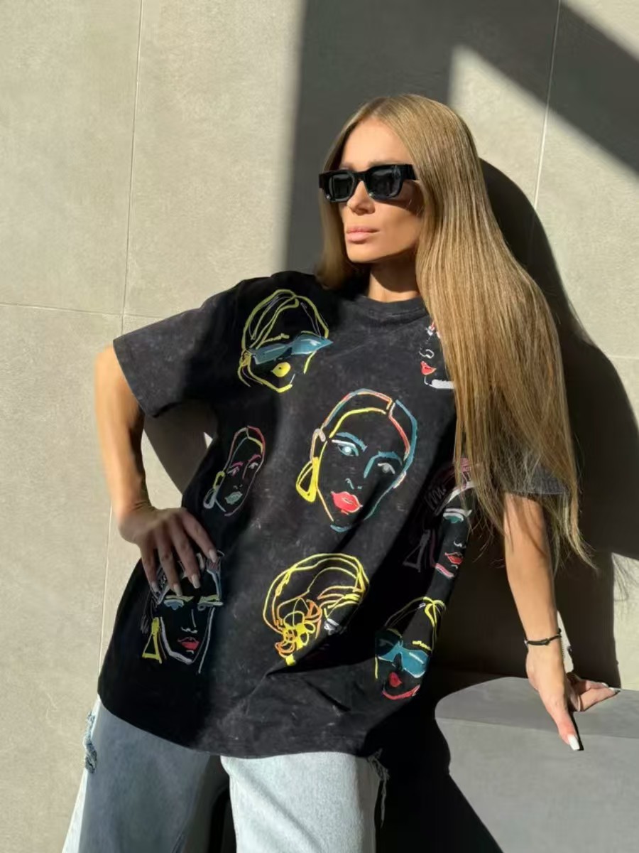 Retro summer fashionable design cotton short sleeve T-shirt