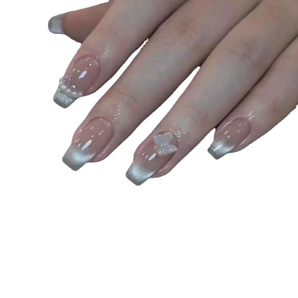 Desgaste de uñas hecho a mano uñas 2023 nueva primavera corto T ojo de gato mariposa parche de uñas desmontable producto terminado