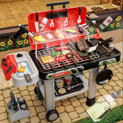 新品儿童仿真烧烤架过家家BBQ烤串玩具电动声光喷雾厨具推车批发