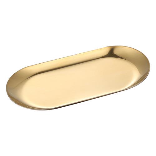 Nordic ins Korean stainless steel oval storage tray jewelry towel storage tray dessert tray oval snack tray