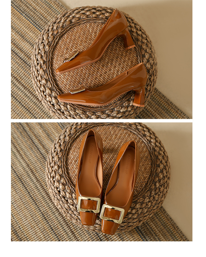 Zapatos de salón con punta y hebilla cuadrada para mujer_voghion.com