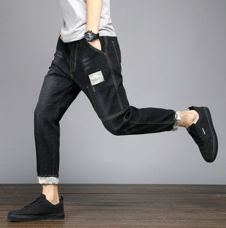 Herren Ripped Jeans Im Korean Style Mit Patchwork Und Mid Rise_voghion.com