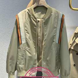 ins潮拼接休闲外套女2021秋季新款宽松百搭短款棒球服夹克威威东