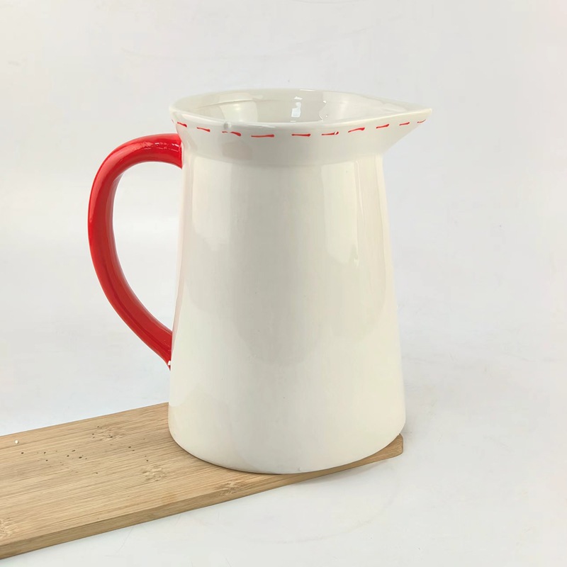 Papá Noel en stock cerámica olla de leche de dibujos animados de alta calidad olla de leche de color de nube blanca olla de pintura de Navidad set gran olla de leche