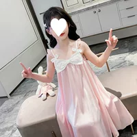 Летняя ночная юбка для девочек Летняя новая подтяжка для детей Принцесса ветер свободный ледяной шелк большой детский костюм для кондиционирования воздуха для девочек AliExpress