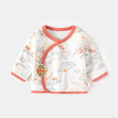 新生嬰兒半背衣內衣無骨純棉春秋龍袍國風唐裝和尚服寶寶上衣初生