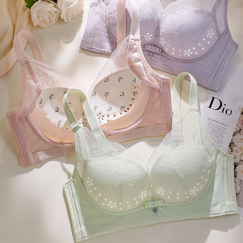 8874# gold #2025 spring and summer new walking small air conditioning without steel ring hole breathable ultra-thin bra underwear