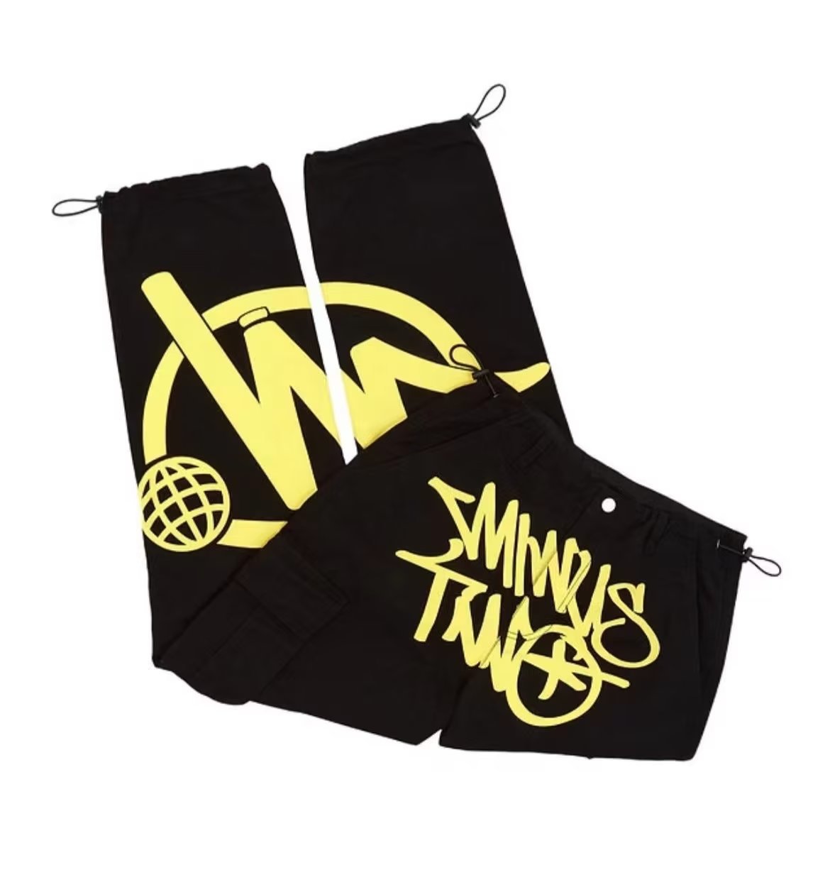 Y2g estilo americano hip hop retro pierna ancha pantalones bolsillo impresión moda marca menos dos trajes sueltos pantalones casuales para hombres