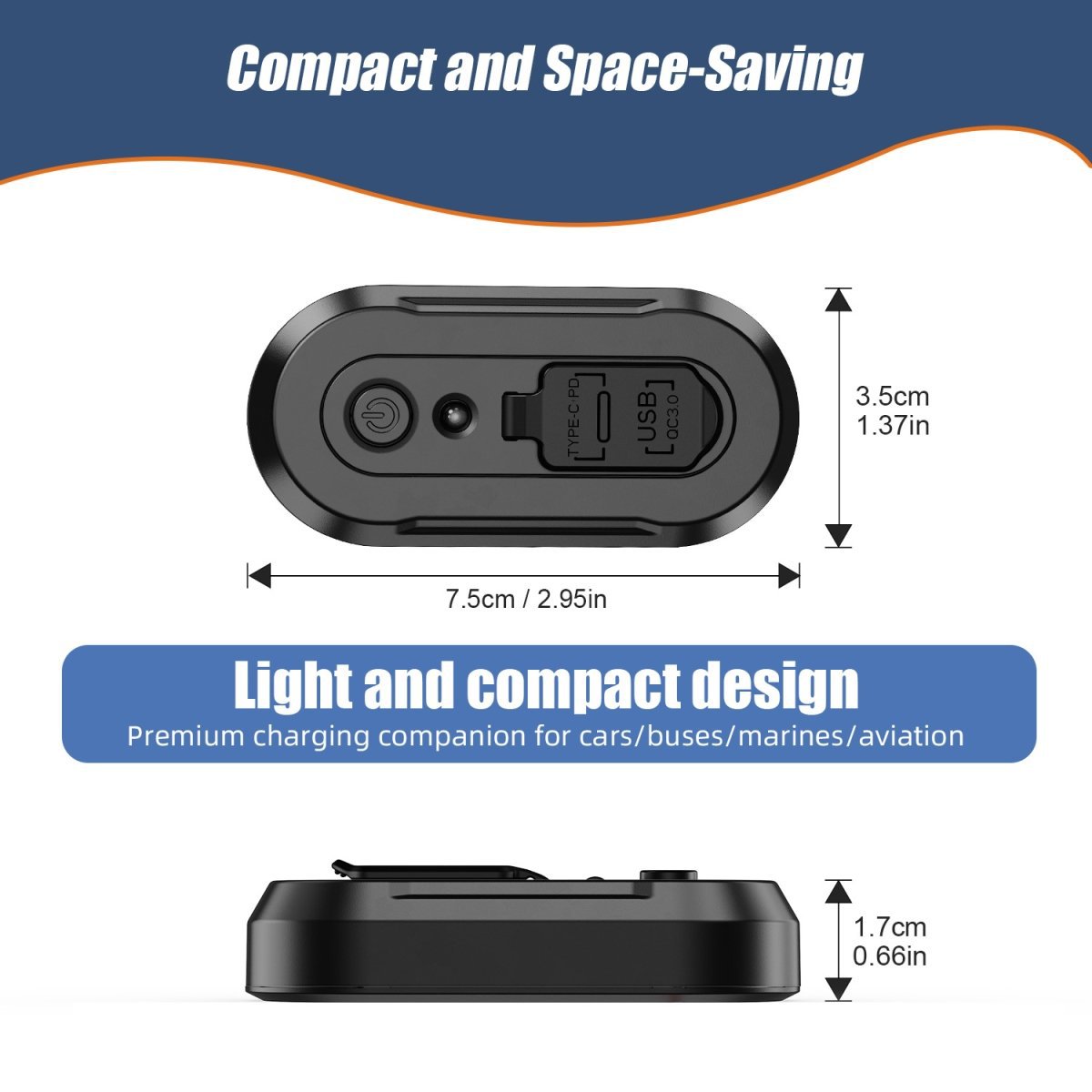 Dual Qc+Pd with Mechanical Switch Button, New Car Charger, Mini Bus Modified Multi-Function Charger