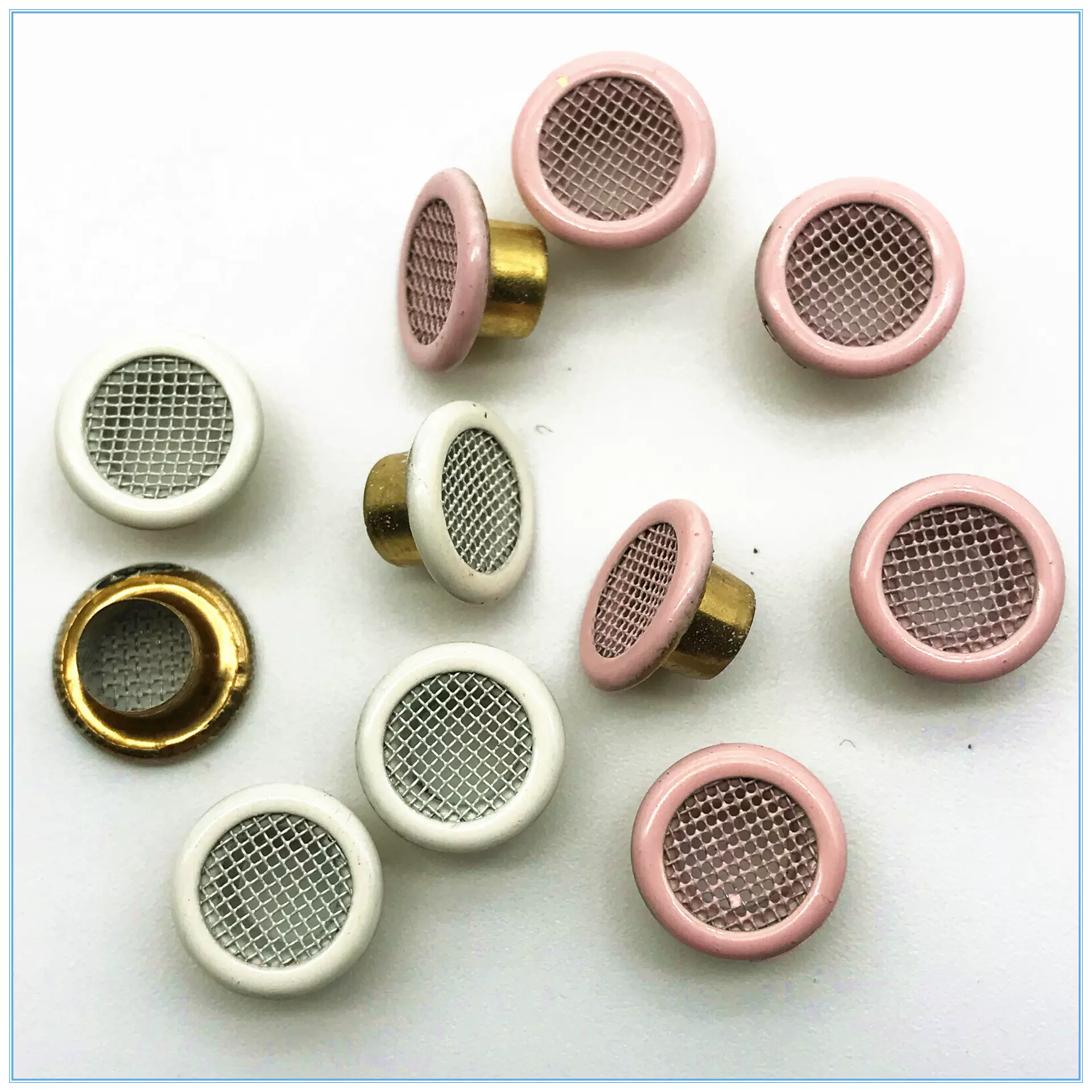 铜透气鸡眼扣 网状汽眼 金属网气眼扣 内径5mm 烤漆彩色白色