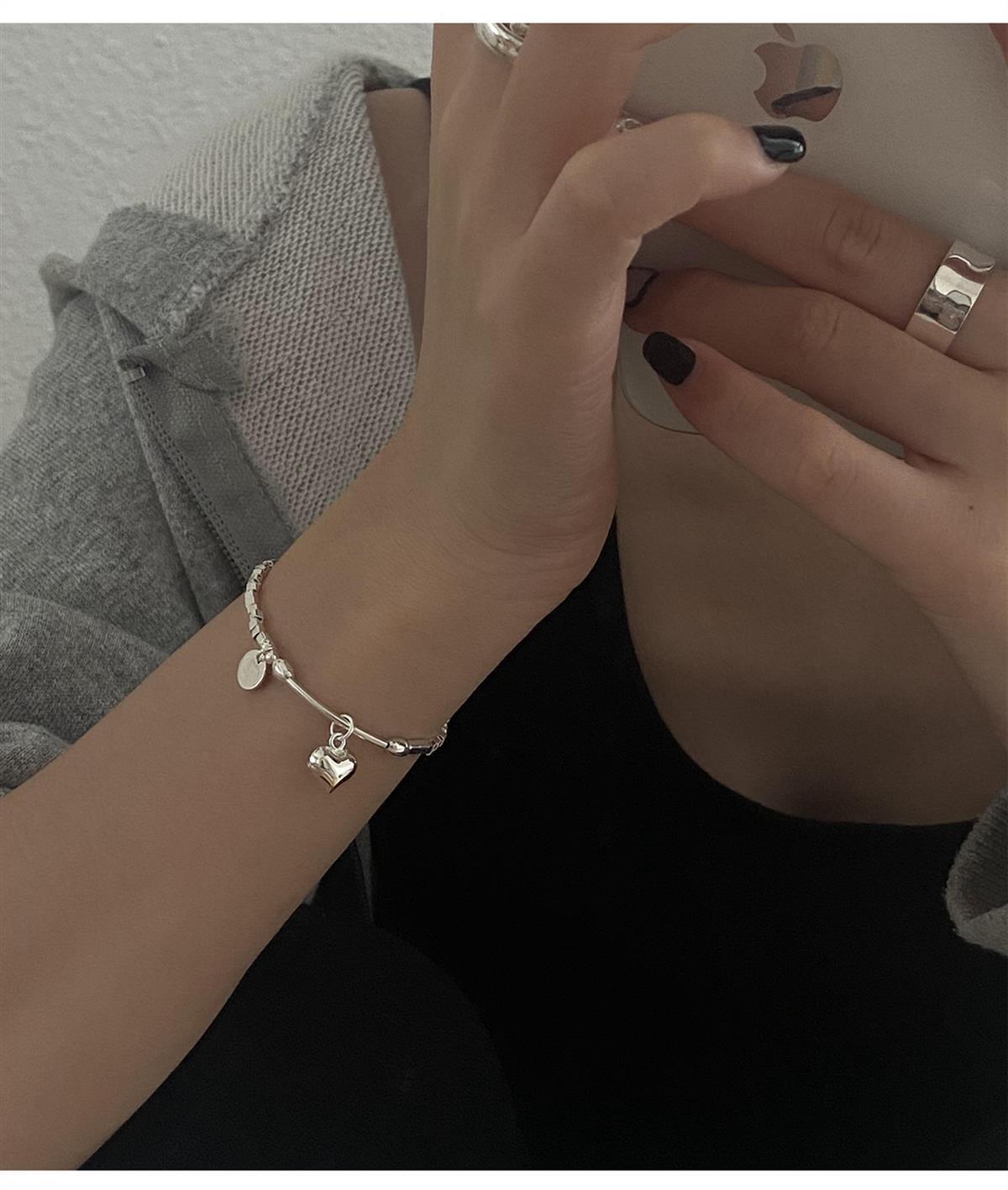 Women's Gender 1 Piece 925 Sterling Silver Heart Shape Bracelets