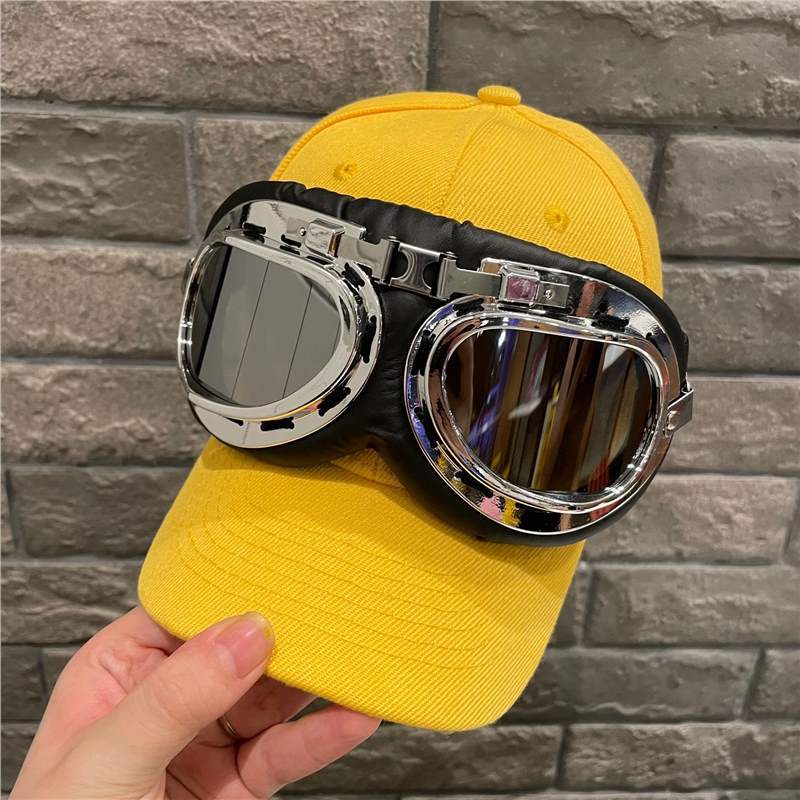 Vintage Pilot Hat With Sunglasses For Men And Women Hip Hop Cap_voghion.com