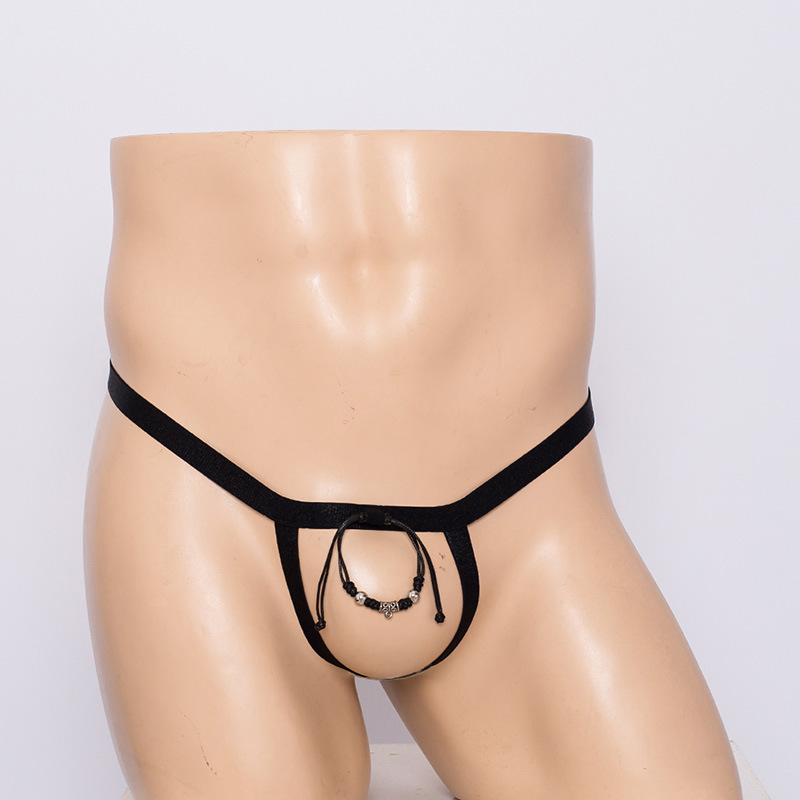 Men's Hanging Egg-Shaped Teasing Underwear, Decorative Wide Elastic Personalized Thong, Manufacturer Direct Shipping, Wholesale