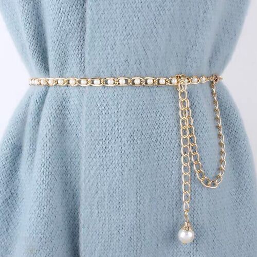 Cross-border European and American metal chain, pearl versatile pendant body chain waist chain, Korean pure and simple single-circle pants chain