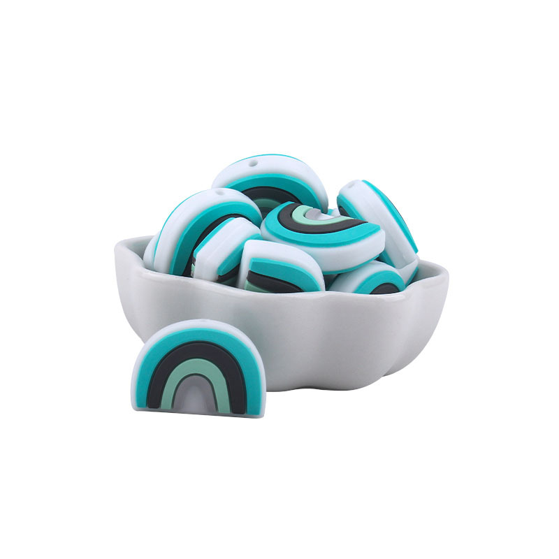 Creativo DIY bebé suministros de dibujos animados de silicona Arco Iris juguete mordedor bebé molar pezón anti-gota cadena Accesorios
