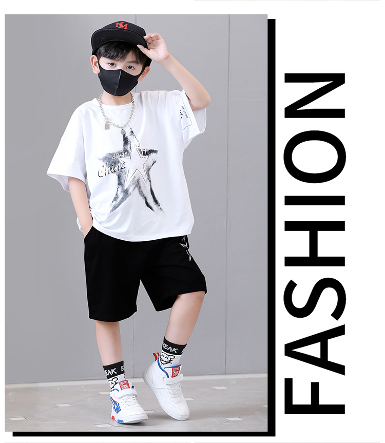 Completo da ragazzo 2023 nuovi pantaloncini estivi a maniche corte per bambini, popolari su Internet e alla moda per le strade durante lo sport_voghion.com