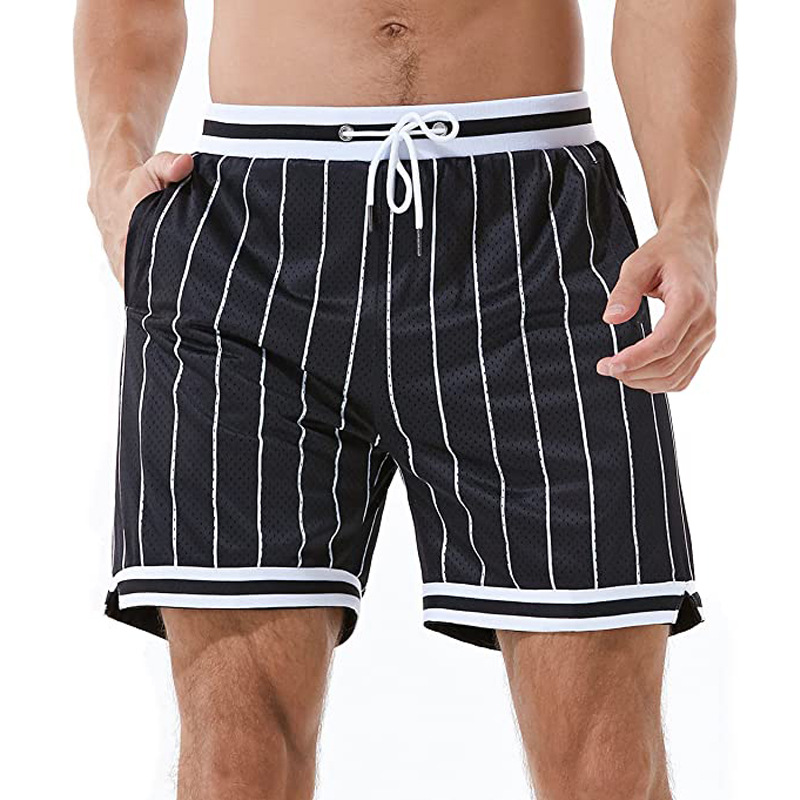 Herren Sommer Eis Seide Neue Mitte Schwarz Split Hosen Casual Amerikanischen Basketball Shorts für Oberbekleidung_voghion.com