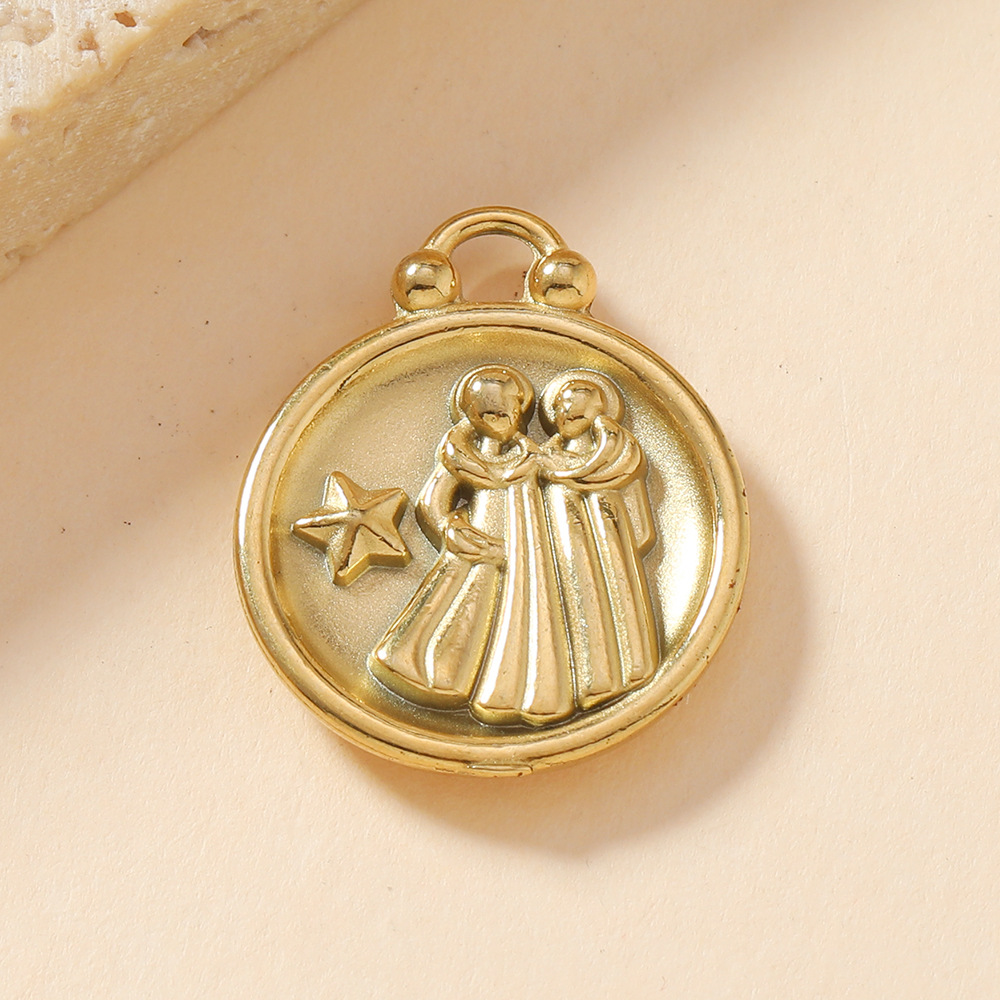 Colgante único Venta caliente europea y americana Colgante de fundición de doce constelaciones Pulsera Collar Accesorios de bricolaje Joyería de acero inoxidable de 18 quilates