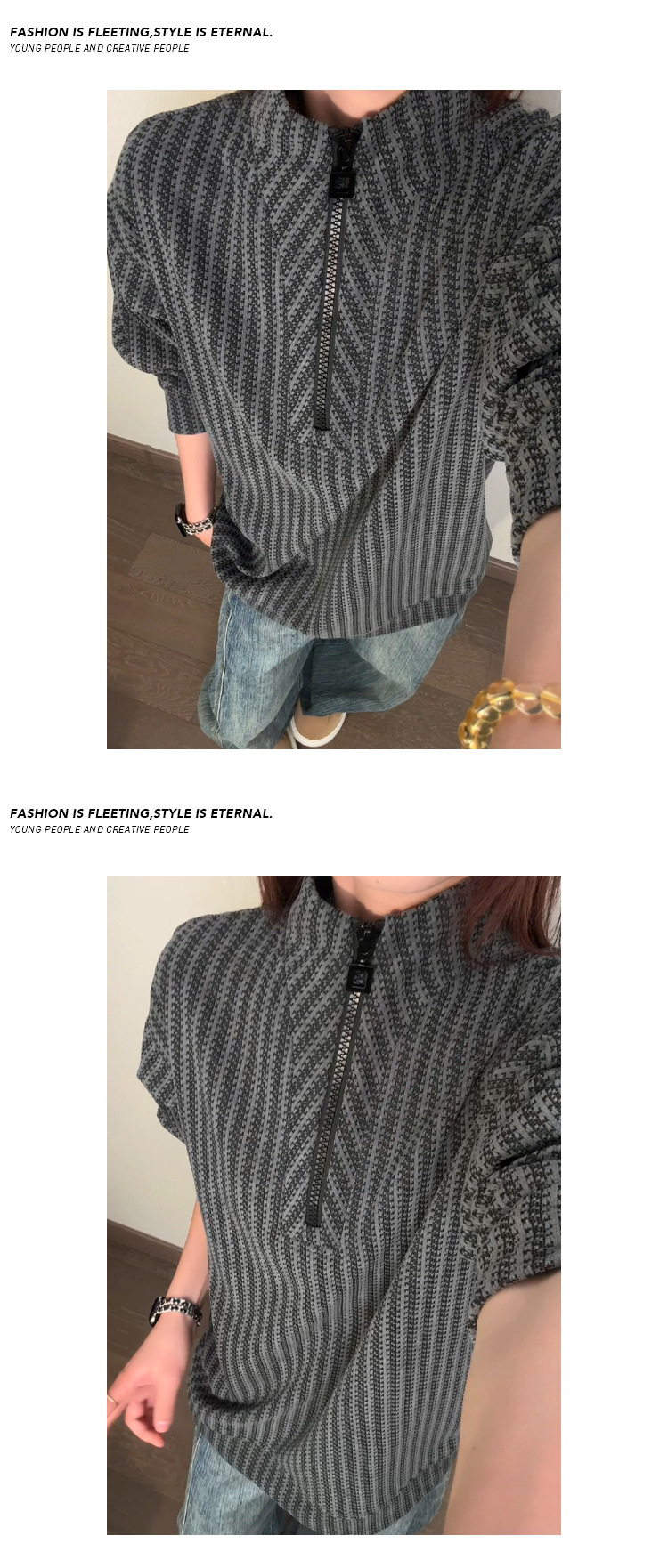 Cleanfit Half-zip Stand-up Collar Herringbone Pattern Sweatshirt For Men And Women, Spring Style, -inspired_voghion.com