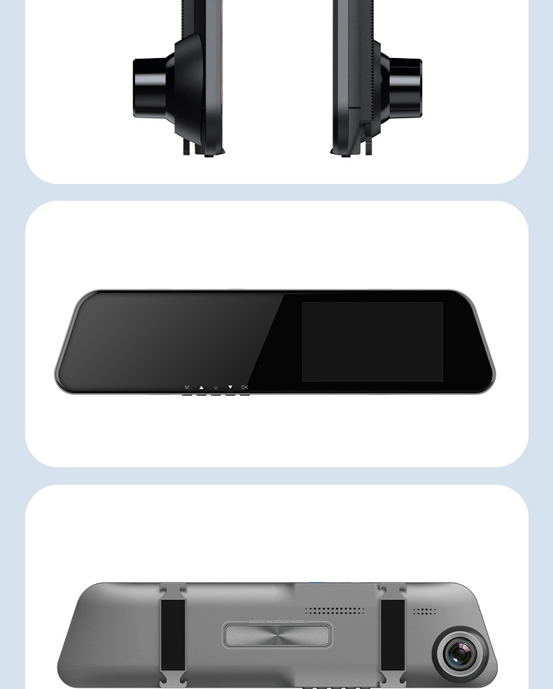 Y rearview mirror 1080P dashcam with IPS screen, night vision, dual front and rear recording, parking monitoring, universal