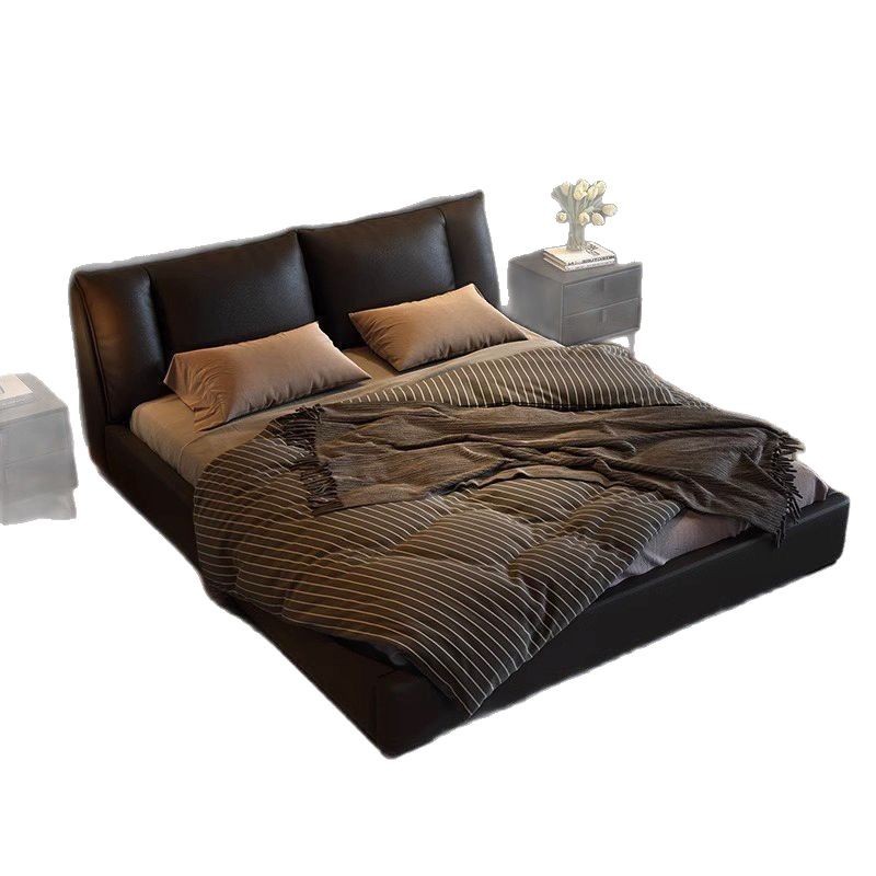 Cama de cuero Cama doble moderna simple Cama doble de bolsa blanda de alta gama italiana de 1,8 m Cama individual de 1,5 m Cama de almacenamiento para bodas