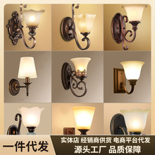 美式壁灯单头双头欧式复古铁艺客厅背景墙卧室床头灯楼梯过道灯饰