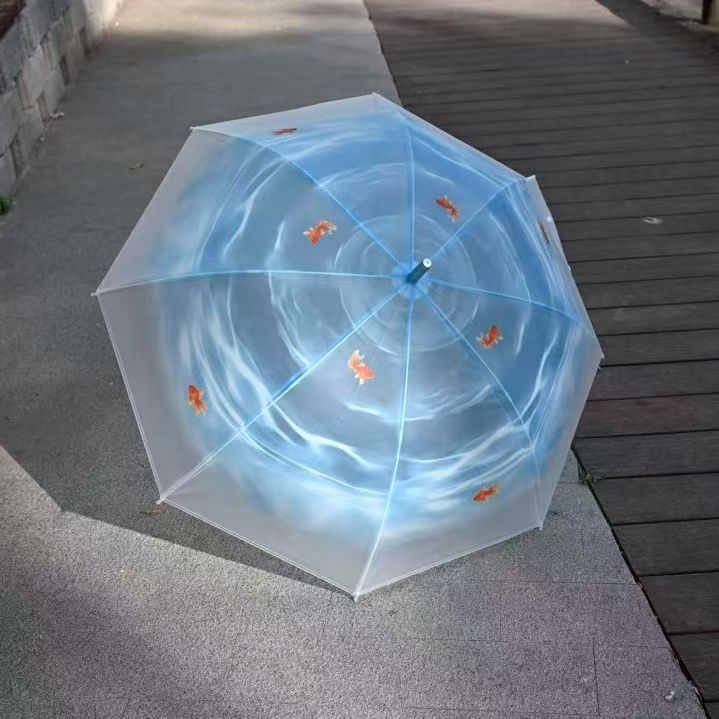 Vintage Dreamcore-Style Koi Fish Dreamland Goldfish Umbrella with Long Handle, Frosted Transparent, High Aesthetic Value, Windproof and Reinforced Vintage Dreamcore-Style Koi Fish Dreamland Goldfish Umbrella with Long Handle, Frosted Transparent, High Aesthetic Value, Windproof and Reinforced