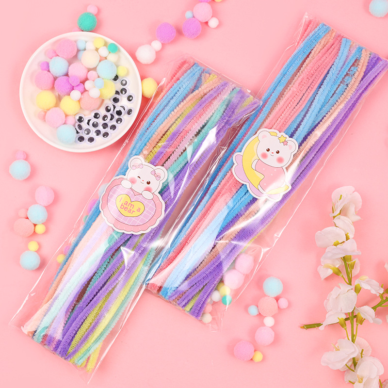 Limpiapipas de colores tipo macaron — tiras peludas para manualidades, joyería o bricolaje, educativas, venta al por mayor