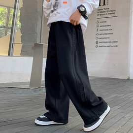 男童裤子春秋款2025秋新款儿童男孩秋季加绒运动卫裤长裤潮阔腿裤