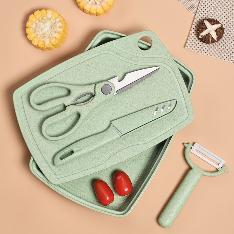 Cuchillo de corte de vegetales para bebés, set de cinco piezas, tablero de escritorio doméstico, cuchillo de frutas para niños, dormitorio, tablero de corte de paja