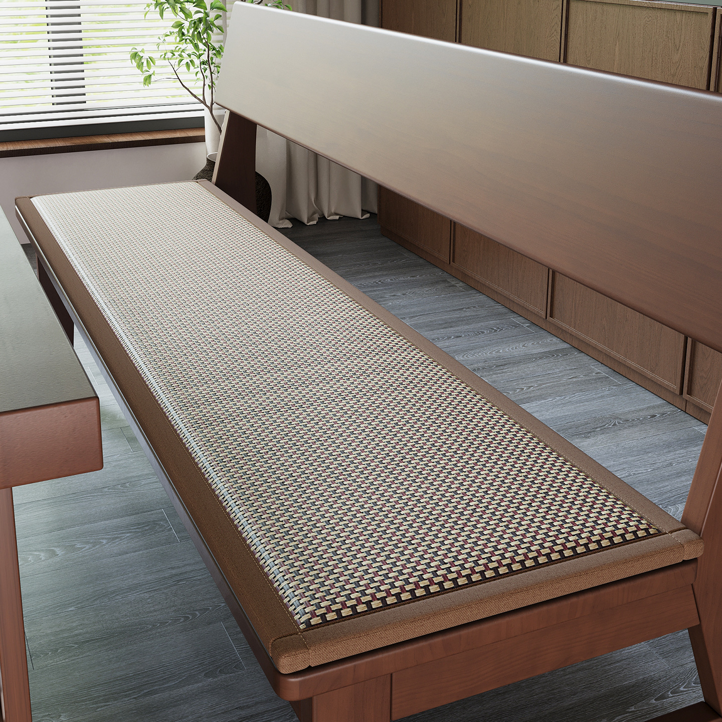Verano cojín de caña cojín de silla cojín de taburete largo de madera maciza cojín de asiento de verano cojín de asiento de madera roja cojín de silla antideslizante cojín
